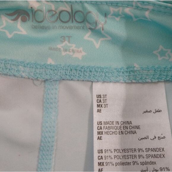 Ideology Toddler Girls Turquoise Blue White Star Power 7/8 Leggings NWT Size 3T - Picture 8 of 8